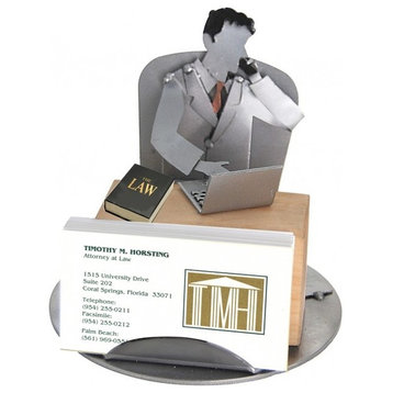 Attorney Business Card Holder/Metal Figurine