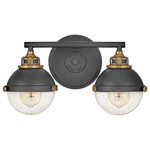 Hinkley - Hinkley 5172BK Fletcher - Two Light Bath Vanity - FletcherG��s chic vibe transcends style boundariesFletcher Two Light B Black/Heritage BrassUL: Suitable for damp locations Energy Star Qualified: n/a ADA Certified: n/a  *Number of Lights: Lamp: 2-*Wattage:100w Medium Base bulb(s) *Bulb Included:No *Bulb Type:Medium Base *Finish Type:Black/Heritage Brass