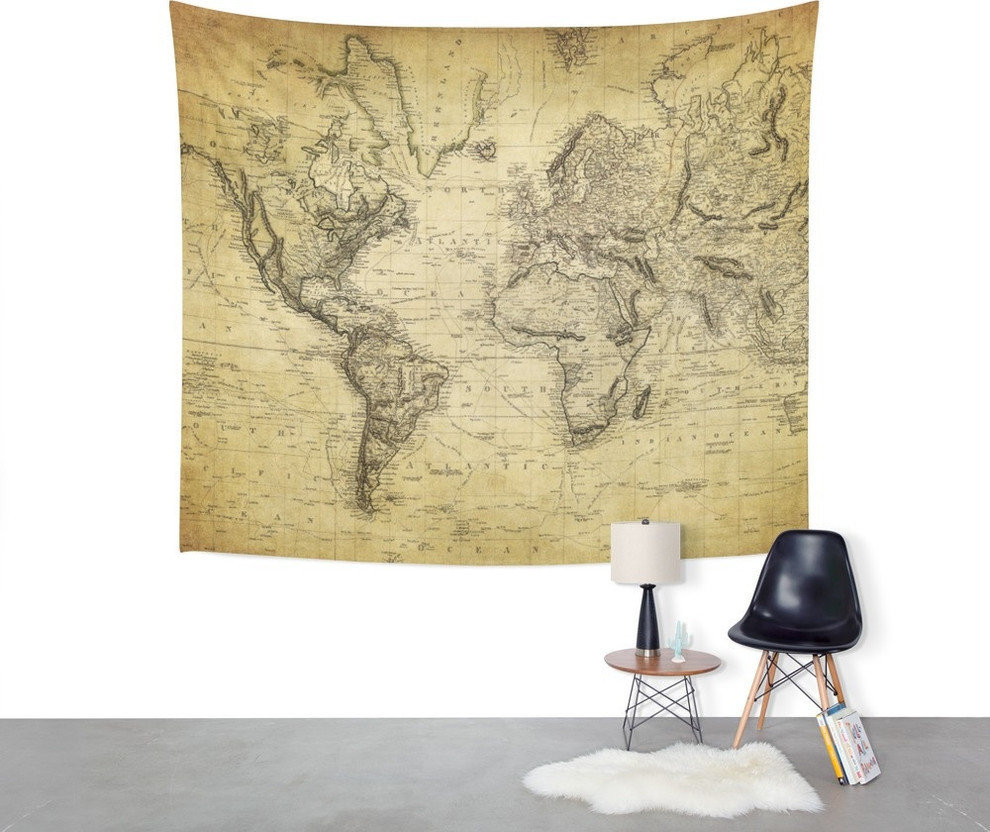 Society6 World Map 1814 Wall Tapestry, Small, 51"x60"