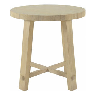 Coastal Round Wooden Accent Table in Sandy Cove Finish Four Curved legs 24 - Transitional - Side ...