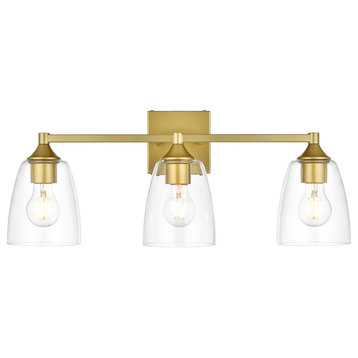 Living District Gianni 3-Light Brass & Clear Bath Sconce