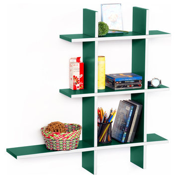 Natural Life-A Leather Cross Type Shelf / Bookshelf / Floating Shelf (5 pcs)