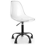 Meridian Furniture - Clarion Office Chair, Black - Roll around your cubicle or home office area in style when you add this Clarion office chair to your setup. This black office chair has a chic and sleek armless design that facilitates free movement of your arms, making it ideal for a number of tasks. The seat and back of the chair are made from lucite polycarbonate for a modern look that's accentuated even more by the chair's black metal frame. The seat swivels for ease of movement, and its on a five star rolling base with casters, so you can roll to the file cabinet or fax machine without getting up. Adjust the seat easily with just a touch of the lever below.