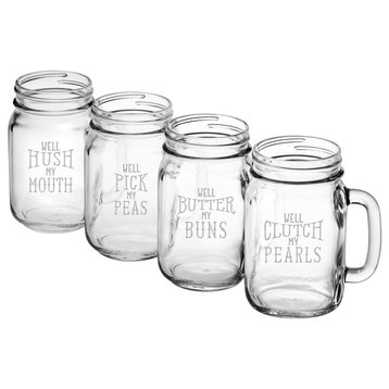 "Well" Expressions 4-Piece Handled Drinking Jar Set