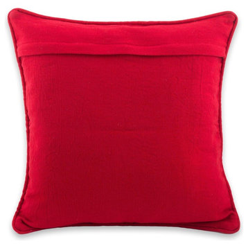 Red Quiche Birds Cotton Cushion Cover