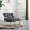 Alexis Velvet Upholstered Accent Chair, Chrome Base With Gray Seat