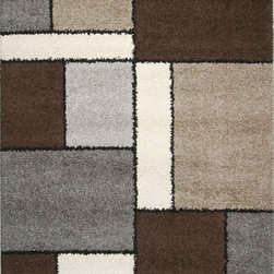 Milano Brownish Rug with Rectangles - Area Rugs