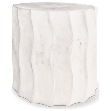 Wave Accent Table (Short) - Ebony White Outdoor End Table