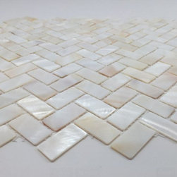 Mother of Pearl Natural Sea Shell Herringbone Mosaic Tile 5/8" x 1 1/4" - Products