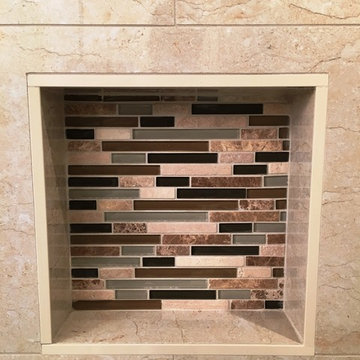 MASTER BATHROOM - Free Standing Tub / Crema Marfil Tile / White Reef Granite
