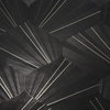 Geometric wave drop Contemporary black gold metallic lines wallpaper textured 3D