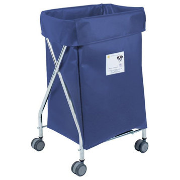 Narrow Collapsible Hamper with Navy Vinyl Bag