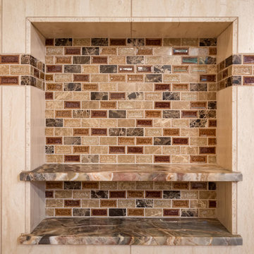 Built in Shelves With Detailed Tile Work