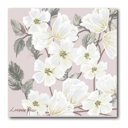 16 in. x 16 in. "Pink and Gray Bunch Flower" Canvas Wall Art - Paintings