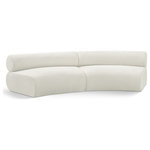 Meridian Furniture - Bale Cream Chenille Fabric Modular Sofa, Cream, 2-Piece, Arc Shaped - Experience the perfect fusion of style and coziness with this Bale cream chenille fabric modular sofa, a standout piece from the Bale collection. A seamless combination of form and function, this sofa offers an inviting place to relax and curl up with a good book. Its luscious soft cream chenille upholstery exudes sophistication and provides unrivaled comfort. The sofa's upholstery has a cross-hatched design for a unique texture, adding to its aesthetic beauty in the living room, study, or lounge.