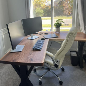 Custom Walnut L-Shaped Desk | Solid Hardwood Executive Office Desk