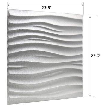Art3d Decorative Leather Tiles Wavy 3D Wall Panels White 23.6" x 23.6", 6 Sheets