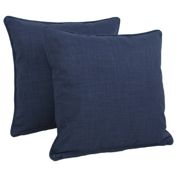 18" Outdoor Spun Polyester Square Throw Pillows, Set of 2, Azul