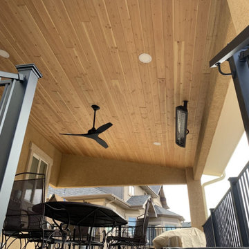 Deck Cover with Bromic Overhead Heater and Tongue and Groove Ceiling