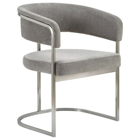 Modrest Sebastian Modern Grey Fabric + Stainless Steel Dining Chair