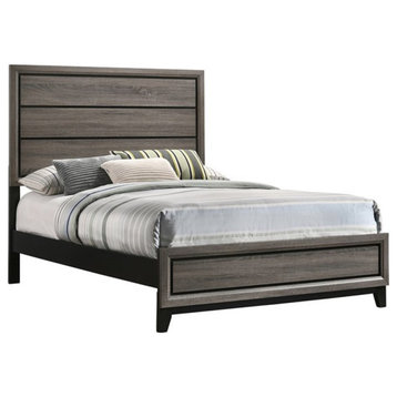 Coaster Watson 57.25" x 78.75" Wood Full Panel Bed in Gray Oak and Black