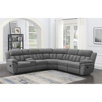 Coaster Bahrain 6-Piece Chenille Upholstered Motion Sectional in Charcoal