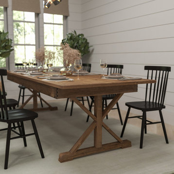 Rectangular Antique Rustic Solid Pine Foldable Dining Table - 9' x 40"