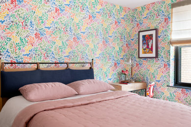 ニューヨークにあるミッドセンチュリースタイルのおしゃれな寝室のインテリア