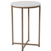 Hampstead Collection White End Table with Matte Gold Frame
