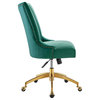Empower Channel Tufted Performance Velvet Office Chair, Gold/Teal
