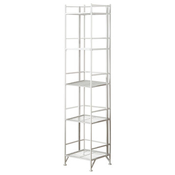 Convenience Concepts Xtra Storage Five-Tier Folding Shelf in White Metal Finish