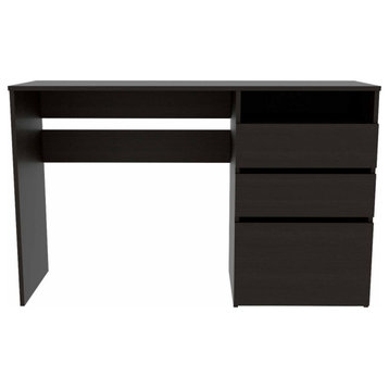 Louisiana Writing Computer Desk with Open Shelf and 3 Drawers, Black