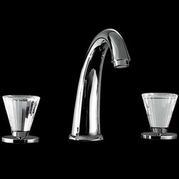 Crystal Handle Contemporary Bath Faucet | Polished Chrome - Bathroom Sink Faucets