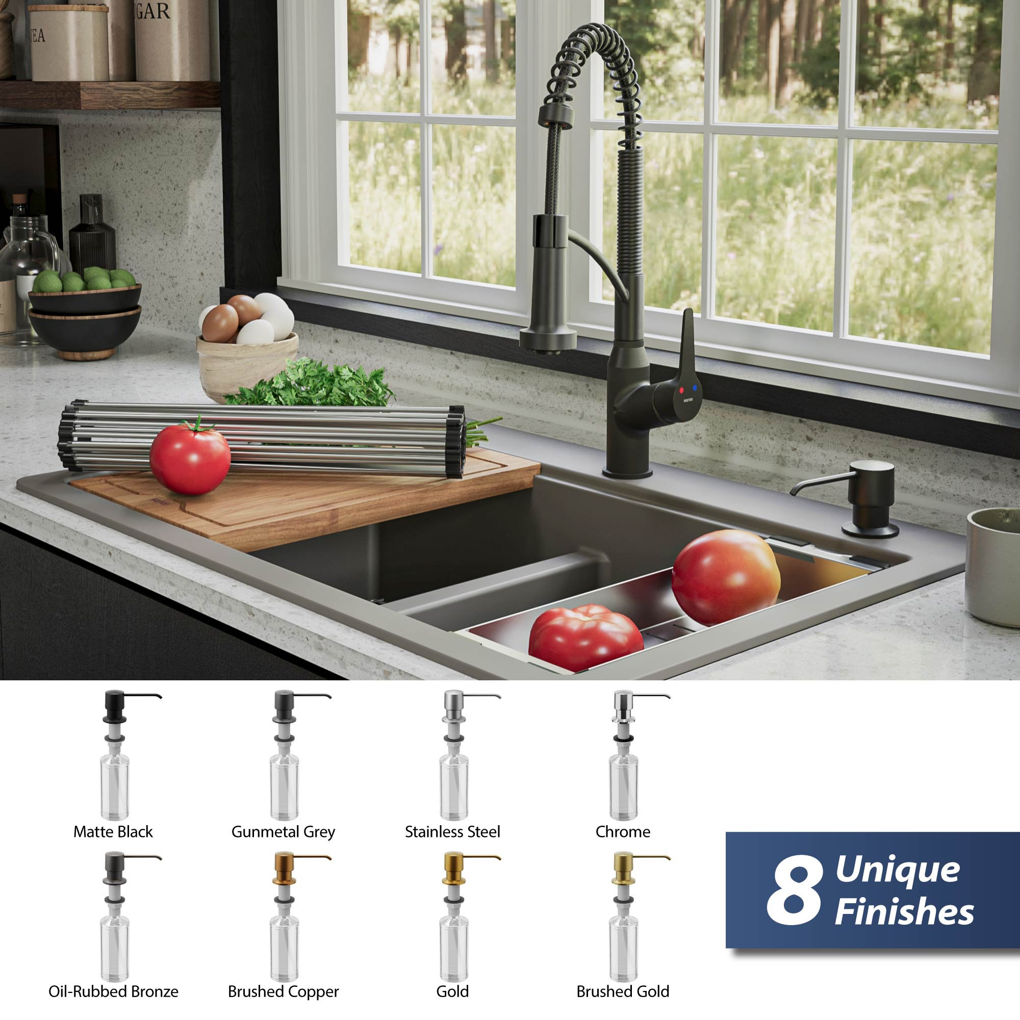 Karran SD25 Kitchen Soap/Lotion Dispenser, Gunmetal Grey