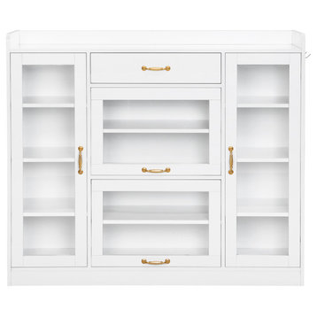 TATEUS Modernist Side Cabinet, Freestanding Shoe Rack, White
