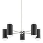 Mitzi by Hudson Valley Lighting - Kira 10-Light Chandelier Polished Nickel/Soft Black - A futuristic vision, Kira is a charming, fashion-forward light fixture that is sure to make waves. In both the chandelier and wall sconce styles, globe bulbs nestle perfectly in the cylindrical, pill-like forms, diffusing light in opposite directions for a bold effect. Available in soft white, soft black, and aged brass, Kira comes as a wall sconce, 10-light chandelier, and 12-light chandelier.