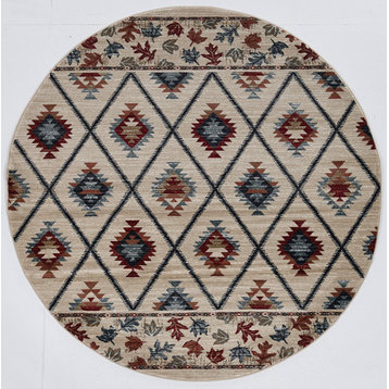 KAS Chester 5632 Harvest Lodge Rug, Ivory, 7'10"x7'10" Round