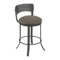 Taylor Gray Home - Roanne Bar Height Metal Swivel Barstool, Vintage Fabric, Silver Finish, , 30" - Bar Stools and Counter Stools