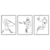 Simple Line Doodle People Playing Baseball Football Basketball, 3pc, each 11x14