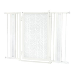 Fusion Gates - 36"-52" White Pearl Fusion Gate with Chevron Trail in White Design - Dog Gates