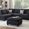 Modern Contemporary Sectional Sofa and Ottoman Set, Black