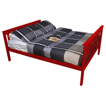 Mission-Style Pine Bed, Tractor Red, Full, Without Safety Rails
