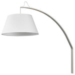 Trend Lighting - Della 1-Light White Sconce - Della is the perfect lighting solution for spaces that don't easily allow a freestanding lamp or a home with small children who knock over lamps on the regular.  An oversized, white tapered drum fabric shade suspends from an arched arm of aluminum.  Della is a plug-in fixture, which makes installation quick and easy.