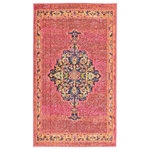 Nourison - Nourison Passionate Persian Area Rug, Pink/Flame, 2'2"x3'9" - With a striated red and pink field, the dramatic corner and medallion Kashan design of this Passionate Collection rug creates a Bohemian vibe in any room. Distressed, abrash tones mirror the vintage look of classic Persian rugs, with beautifully ornate floral accents on a soft, easy-care pile.
