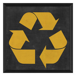 The Artwork Factory - Recycle Yellow on Black Print - Prints And Posters