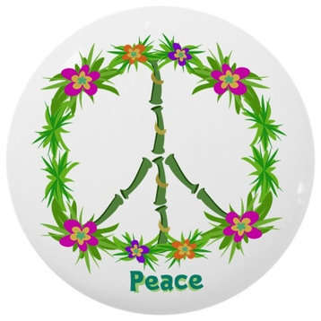 Tropical Peace Sign Ceramic Cabinet Drawer Knob