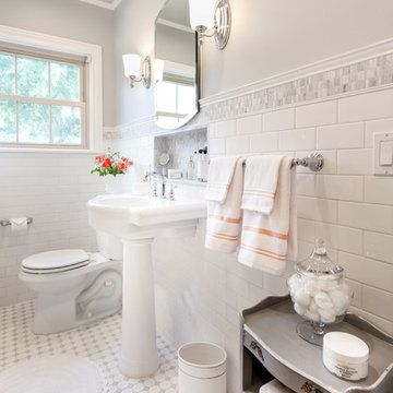 Custom Tiled White Retro Bathroom