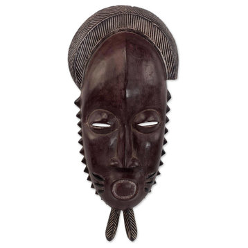 Tribal Baule African Wood Mask, Ghana