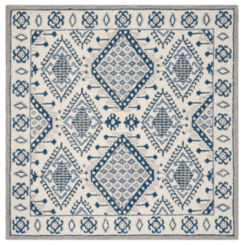 Safavieh Micro-Loop Collection MLP511 Rug, Ivory/Blue, 5' Square