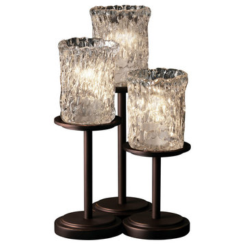 Veneto Luce Dakota Table Lamp, Cylinder With Rippled Rim, Clear Textured Glass